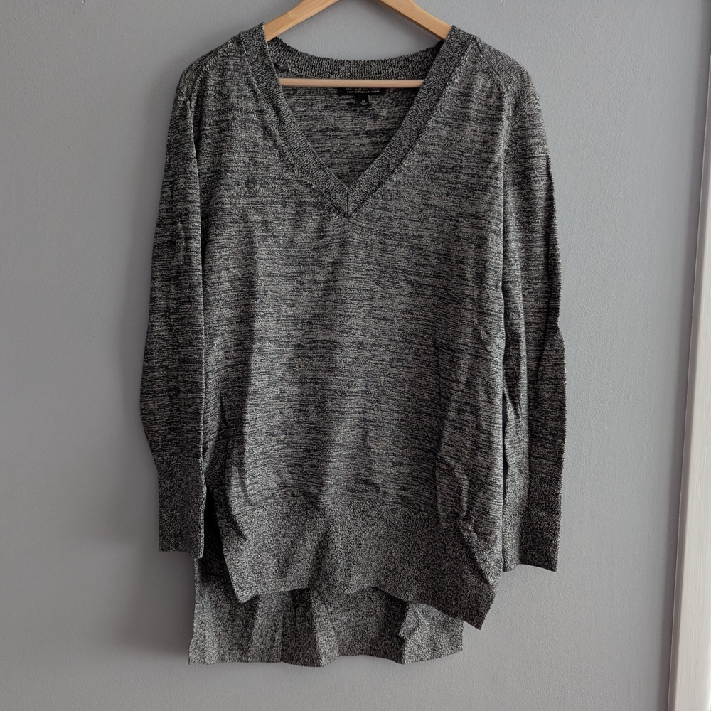 Banana Republic Black/White Pima Cotton Cashmere High Low Knit Sweater